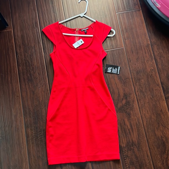 Express | Dresses | Express Red Dress With Gold Zipper | Poshmark